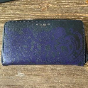 Henri Bendel black/purple wallet